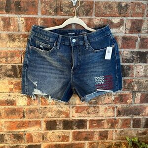 Old Navy denim shorts with flag embroidery